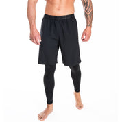 2-1 short with short legging- Black/Black