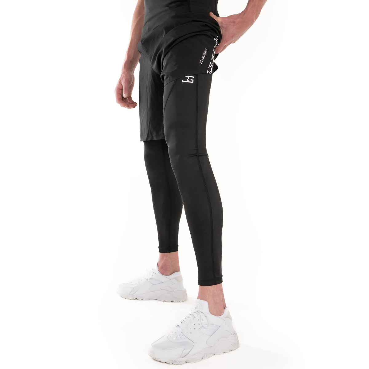 2-1 short with long legging- Black/White