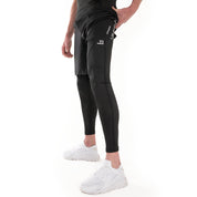 2-1 short with long legging- Black/White